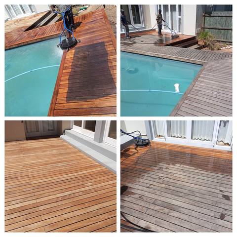 Brick driveway paving before and after cleaning, Cape Town