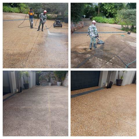 Exposed aggregate driveway pressure cleaned, Cape Town