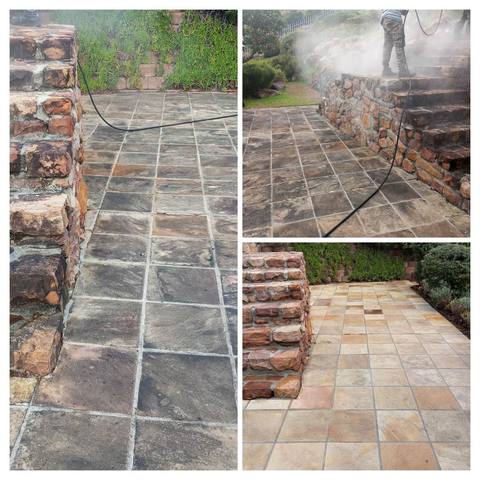 Slate patio and steps pressure cleaned, Cape Town