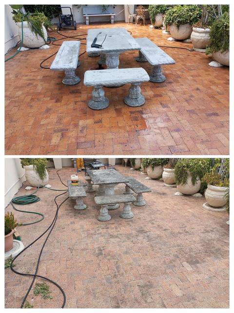Patio paving and outdoor furniture pressure cleaned, Cape Town