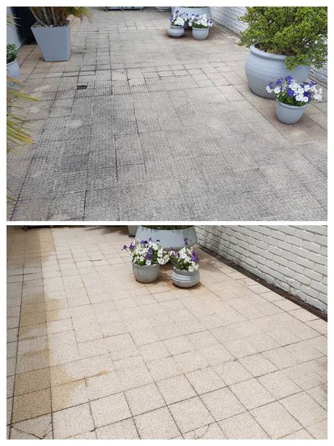 Patio paving cleaned of dirt and algae, Cape Town