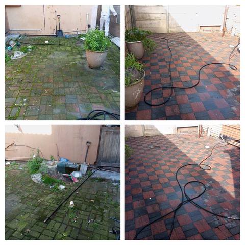 Moss and algae removed from paving, Cape Town
